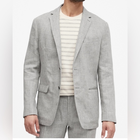 Banana Republic Other - NWT Banana Republic Heritage Gray Stone Slim Fit Linen Suit Jacket 42S